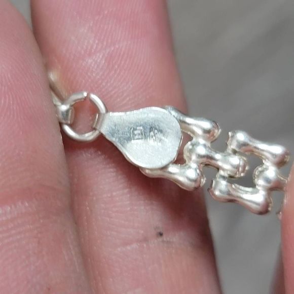 Silver square link bracelet - Picture 3 of 6